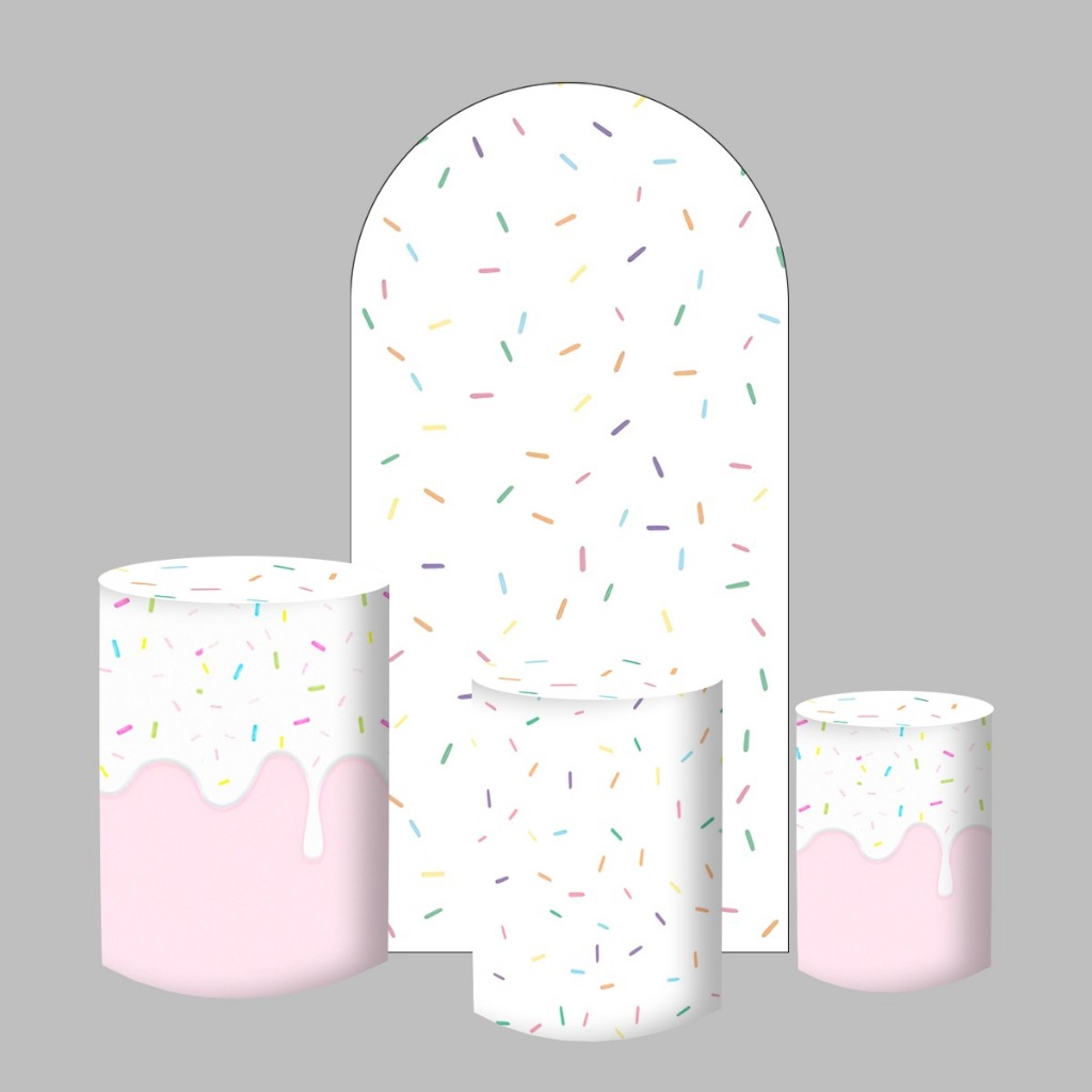 painel romano casadinho com capas de cilindros doceria candy em Oferta na Shopee