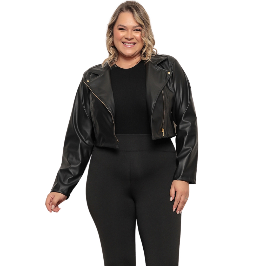 Jaqueta Feminina Couro Sintético Plus Size