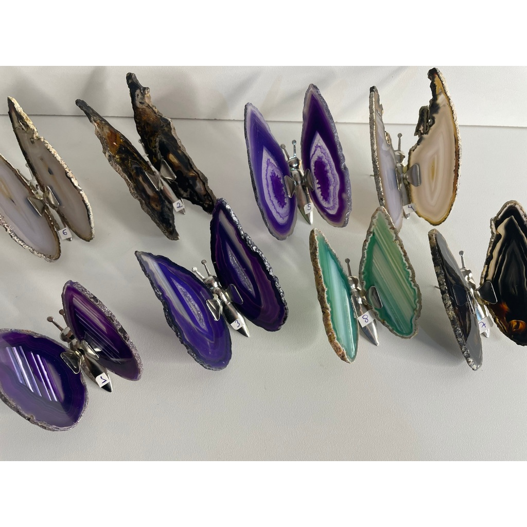 Borboletas de chapa de ágata, pedras naturais. em Oferta na Shopee