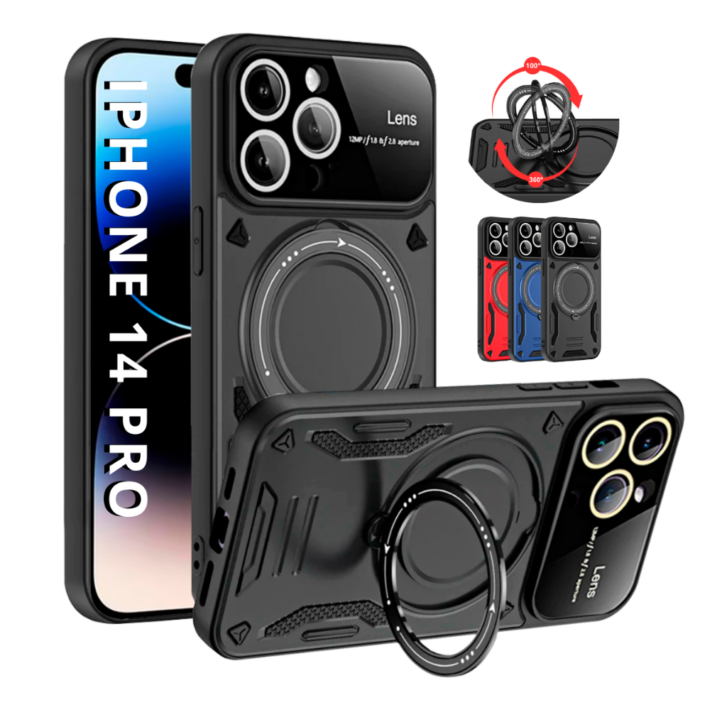 Capa Capinha Armor Anel Magnetica Safe P/ iphone 14 Pro - Carregamento Por Indução + Proteção De Câmera