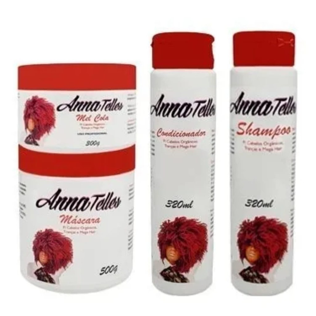 Kit Anna Telles Tratamento Capilar - Shampoo 320 ml + Máscara 500g + Condicionador 320 ml + Mel cola 300g em Oferta na Shopee