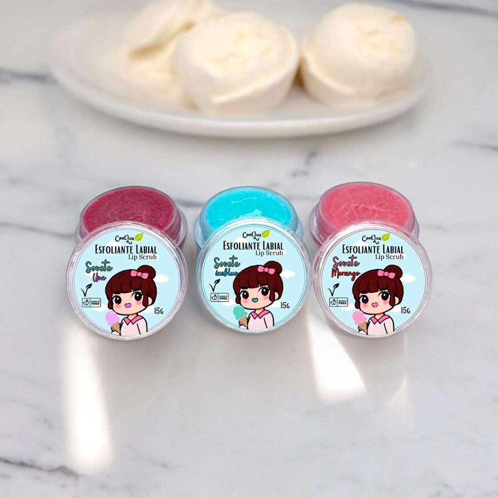Lip Scrub Esfoliante Lábial Sabores sorvete com Vitamina E