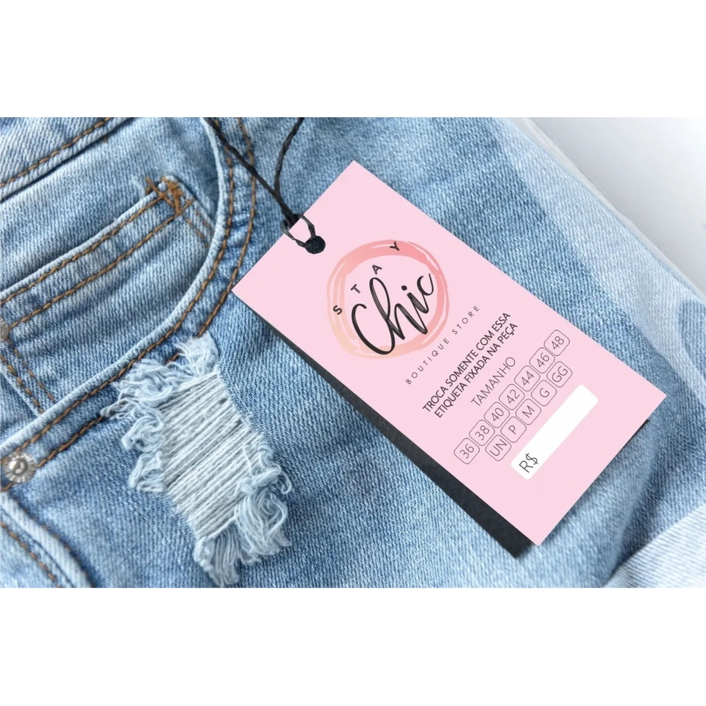 1000 etiquetas tags de roupa personalizada Frente em Oferta na Shopee