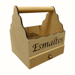 Cesta Para Esmalte pequena - 24 Div. - 1 gaveta - Vazada "Esmaltes" na frente - 25A X 20L X 22C - Em mdf cru