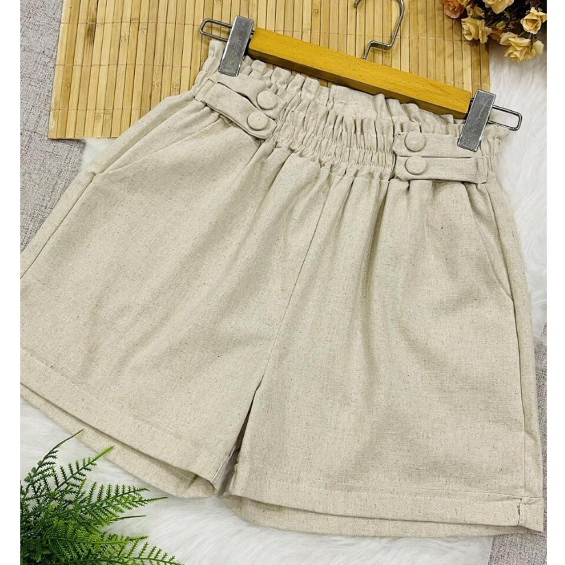 Short Feminino Linho Botões Forrados Elástico Com Bolso Tendencia 2026 em Oferta na Shopee