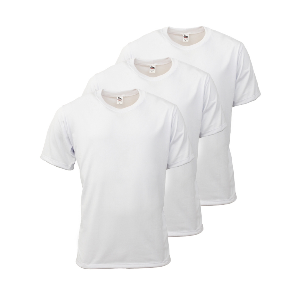 Kit 3 Camisetas Brancas Basica Malha Fria Uniforme Trabalho Enfermagem Padaria Açougue Atacado