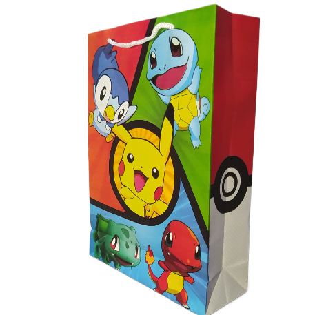 KIT 10/20/30/40/50 sacolas de papel POKÉMON Para Lembracinha Surpresa TAMANHO 25x17x6 cm