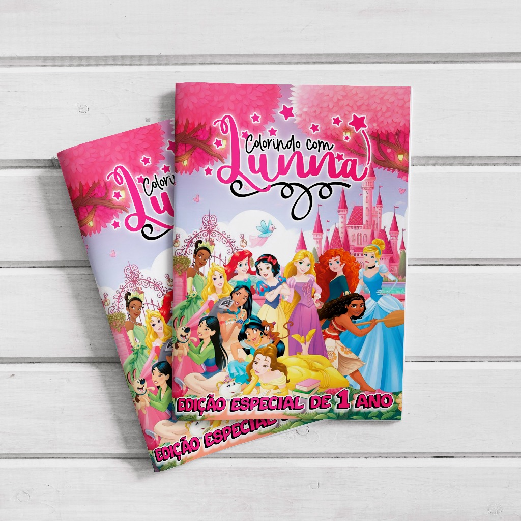 Livro de Colorir Personalizado Lembrancinha Aniversário Princesas