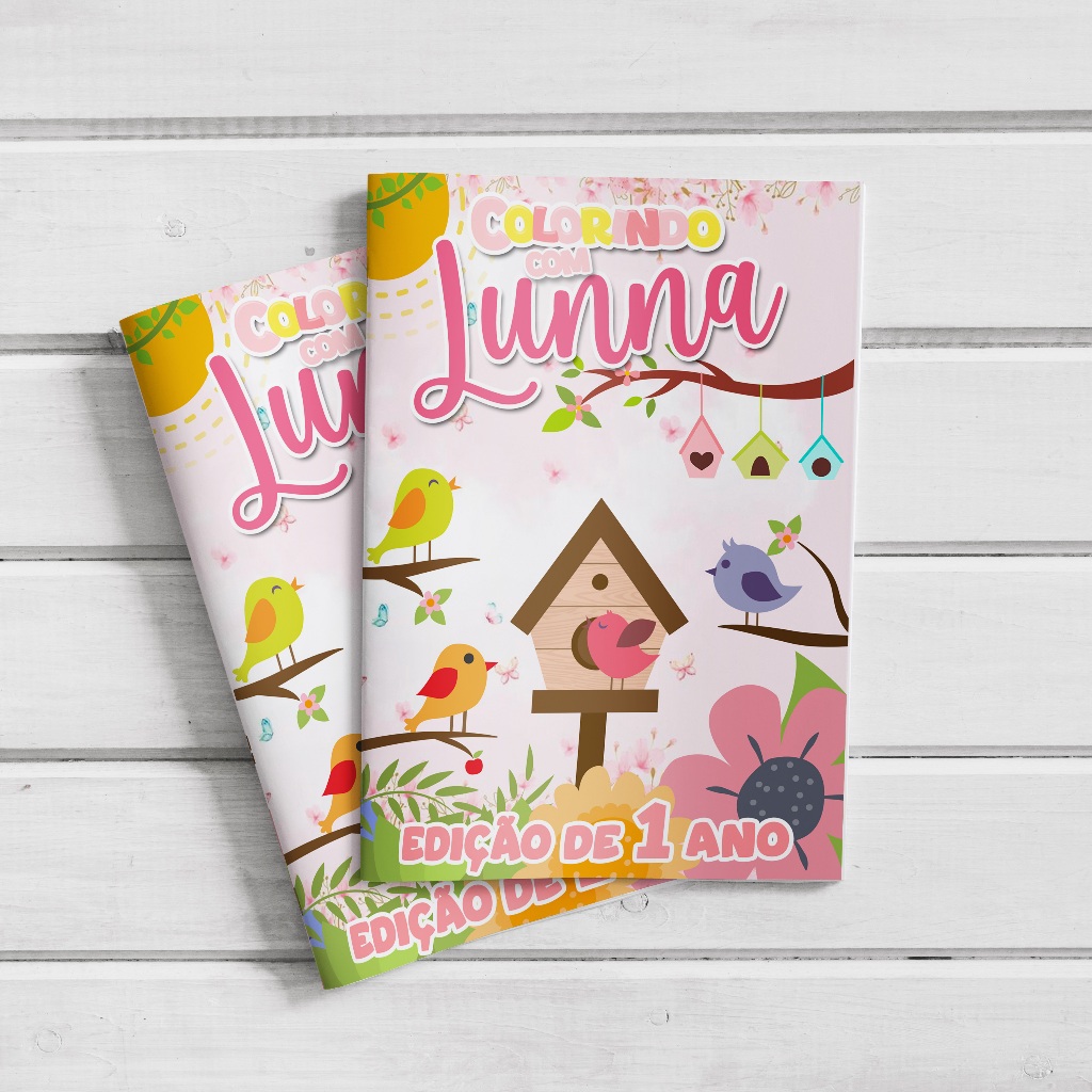 Livro (revista) de Colorir Personalizado Lembrancinha de Aniversário Jardim Encantado