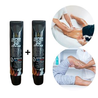 Kit c/2 Super Gel Massageador Pomada Massageadora 30 ervas Quente e Frio Para Dor muscular 150g Cada em Oferta na Shopee