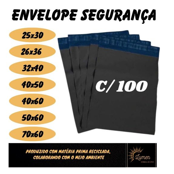 Kit 100 Envelope de Segurança Plástico Preto, Diversas Medidas  Saco Ecommerce, Saco correio, Saco com lacre Inviolável em Oferta na Shopee