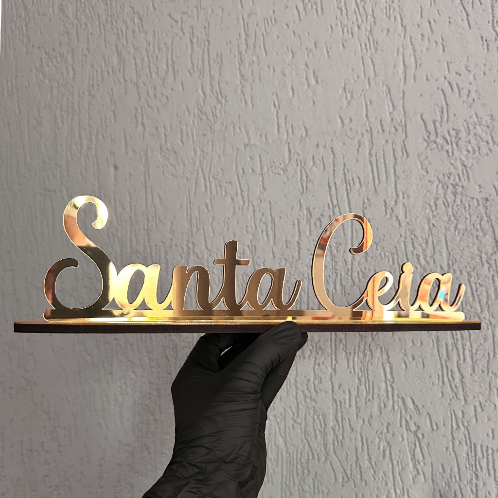 Palavra de Mesa Decorativa Santa Ceia Acrílico Espelhado Decoração Religioso 38 Cm Frase Espelhada