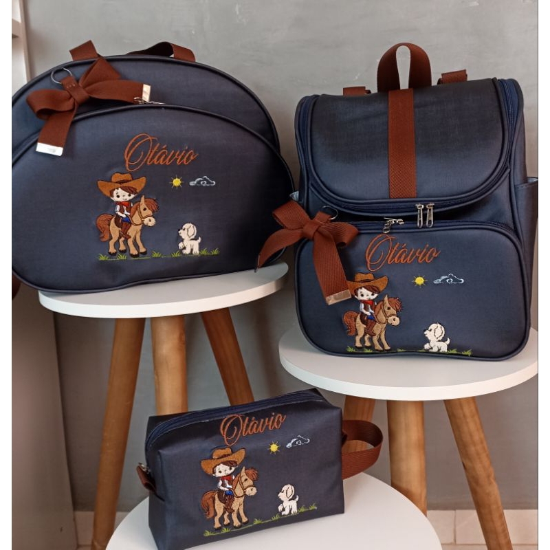 KIT DE BOLSAS MATERNIDADE PERSONALIZADA MENINO CAWBOY