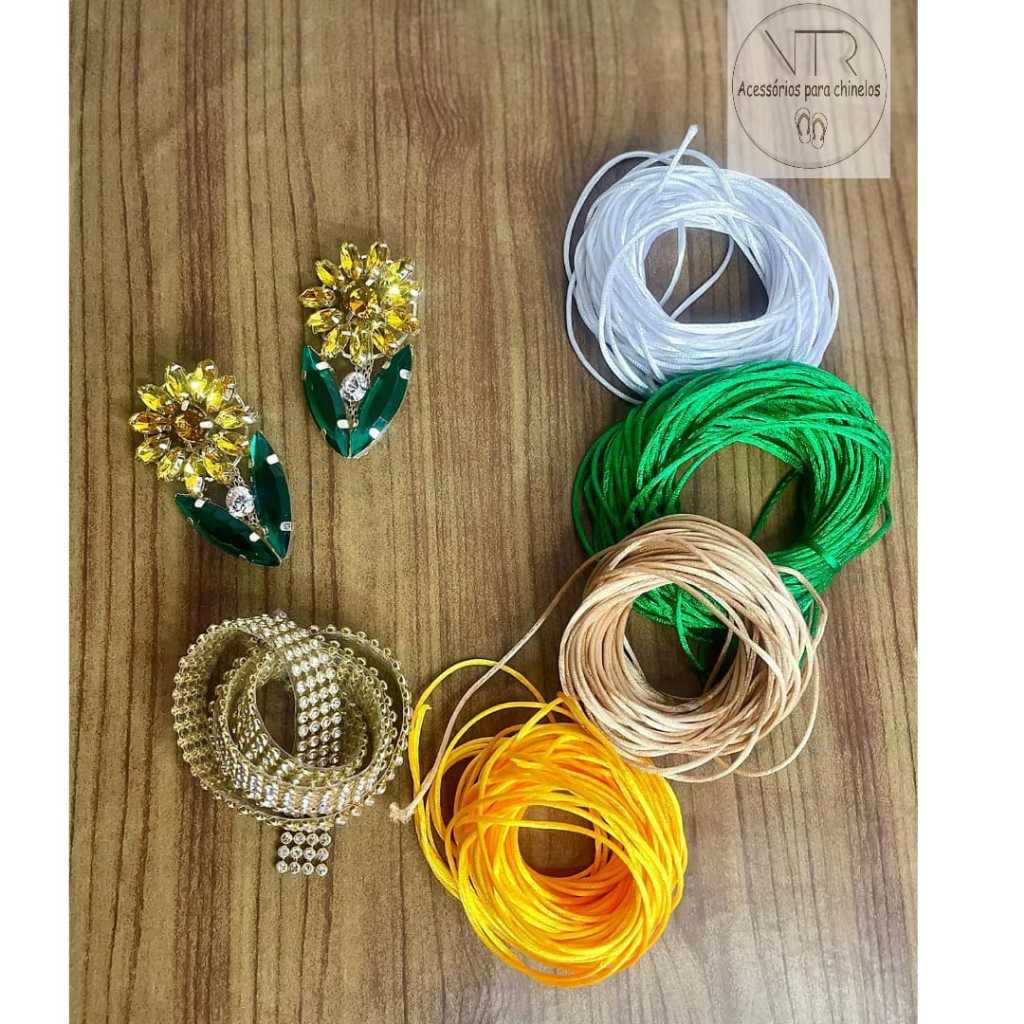 kit lateral Girassol  Juliana para customização de chinelo: 4 opções fios em Oferta na Shopee