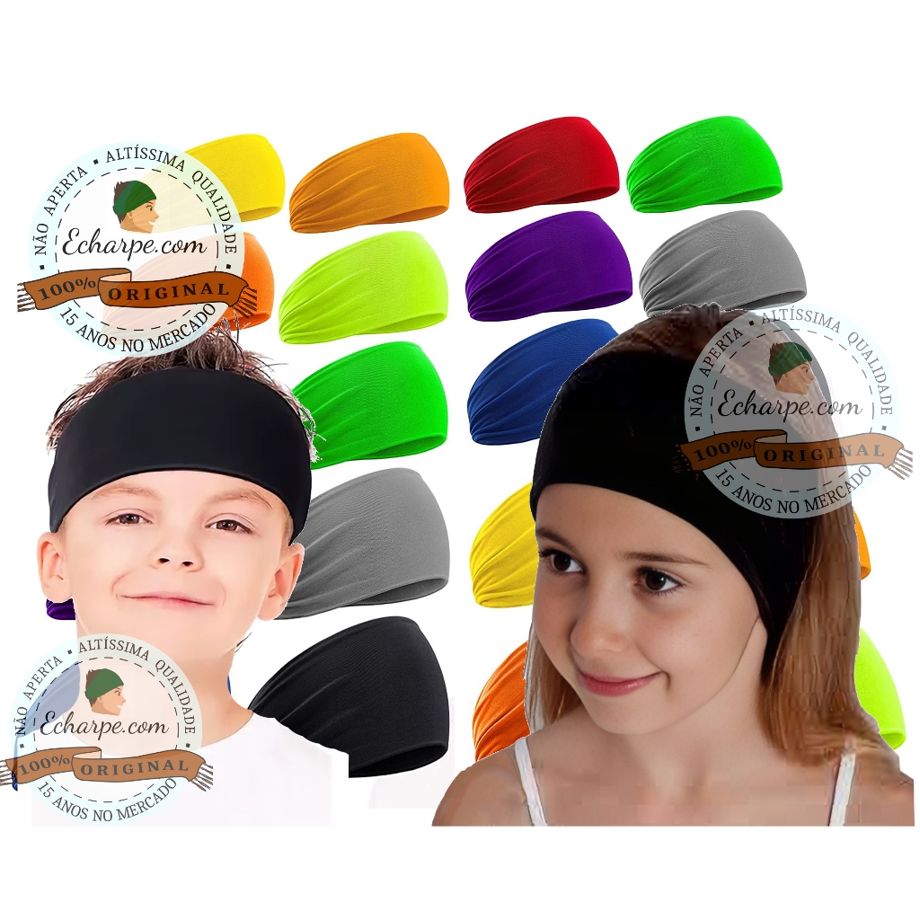 Headband Bandana Faixa Cabelo Infantil Várias Cores Judo Skate Vôlei 5 à 8 Anos Original Echarpess em Oferta na Shopee