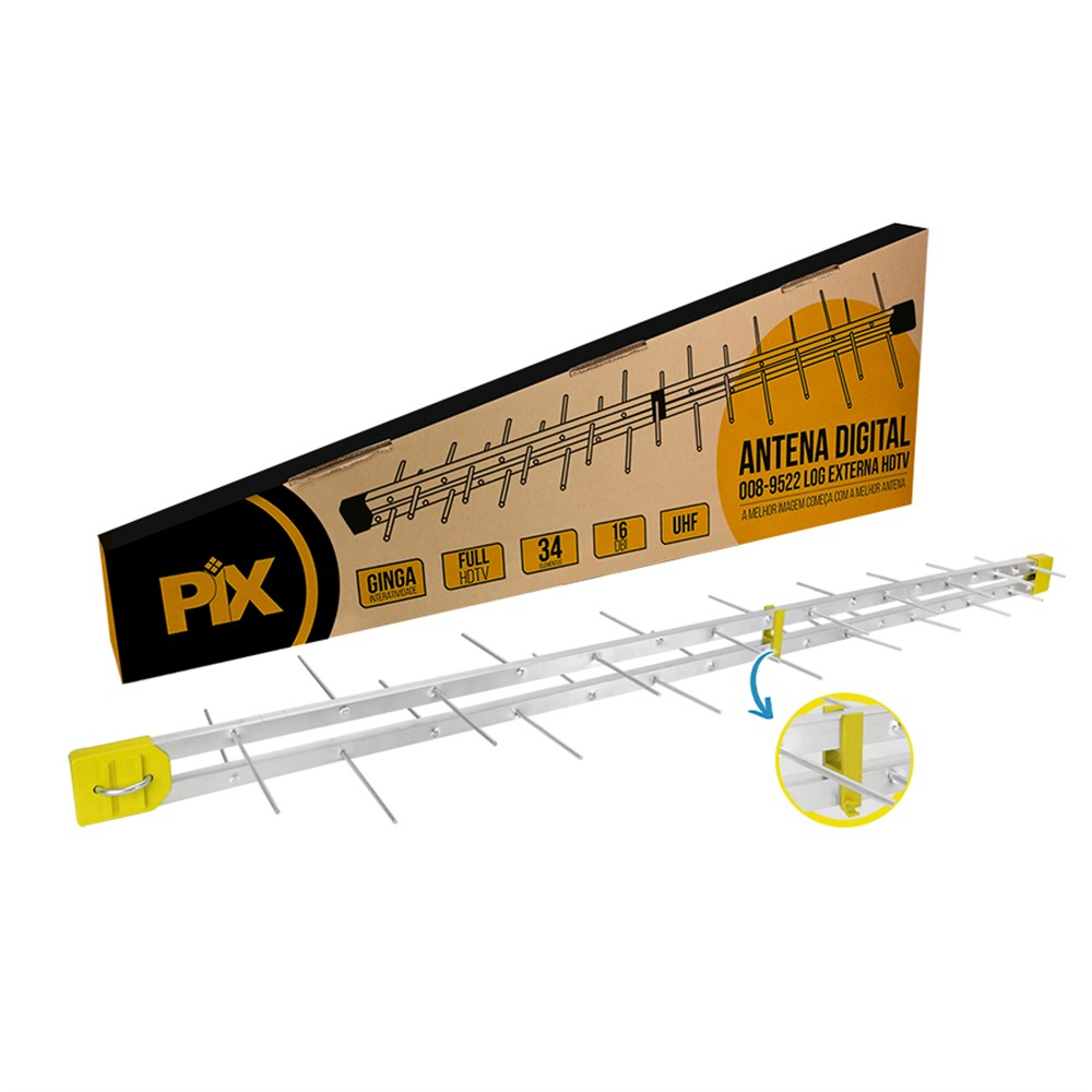 Antena Externa Digital Full HD UHF HDTV 16 Elementos
