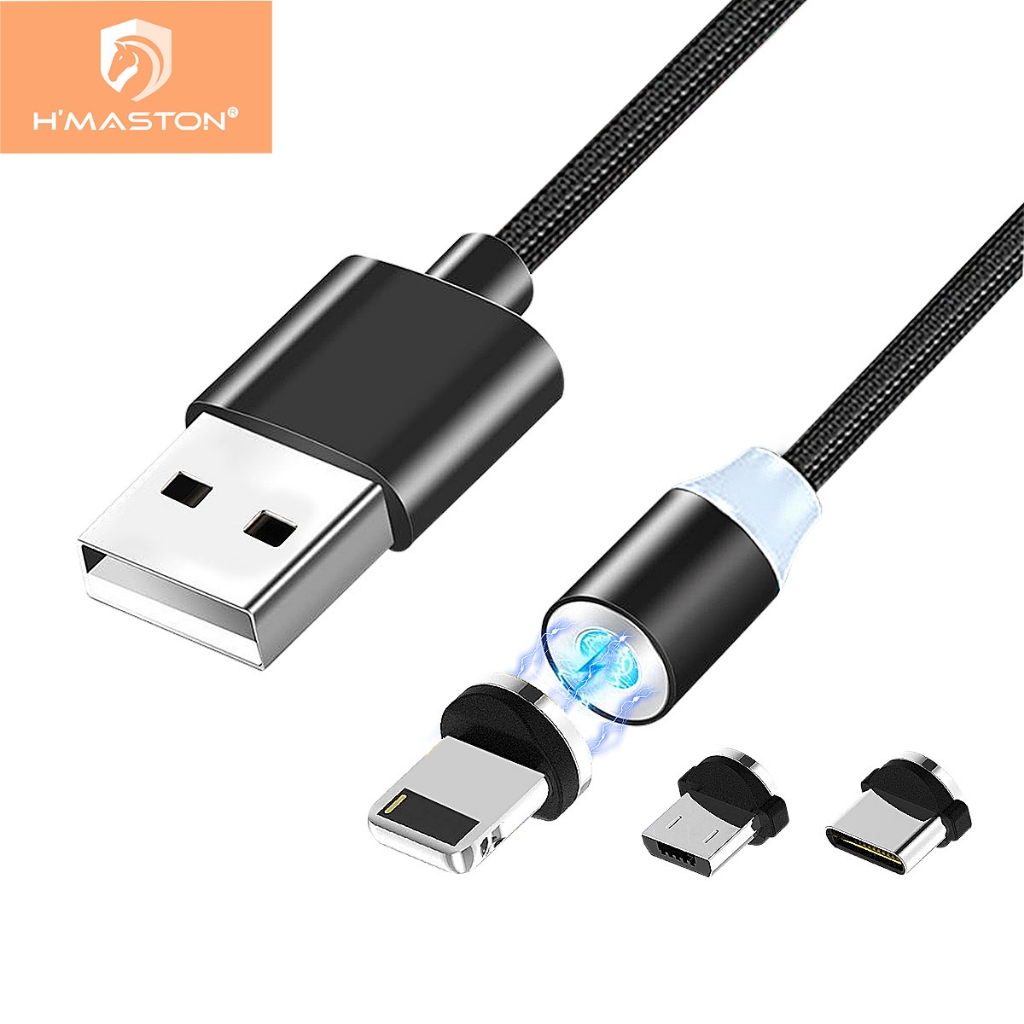 H'maston SJX01 Cabo Carregador Magnetico 3 Em 1 Para Lightning Tipo-c V8 1 Metro - Mobile & Gadgets