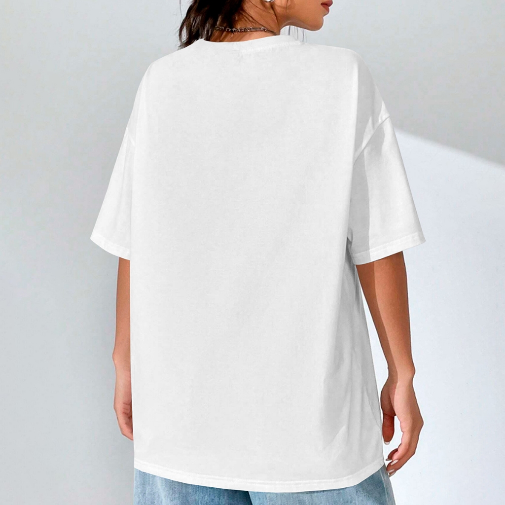 Camiseta Básica Feminina Oversized Camisa Lisa Streetwear T Shirt Old School Blusa Simples Lisa