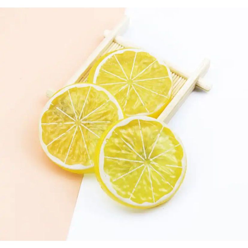 Kit Fatias de Limão Siciliano Artificial 12 ou 24 pçs para Decoração Artesanato Realista