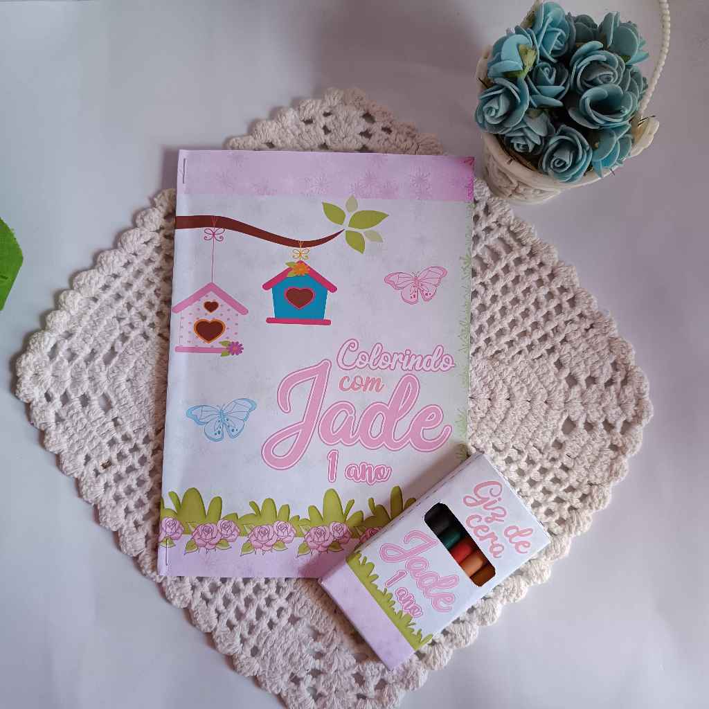 Kit Pintura Jardim Encantado - Jardim das Borboletas - Lembrancinha - Festa - Aniversário - Giz de cera - Personalizados
