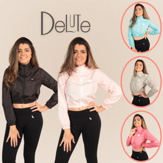 Jaqueta Feminina Corta Vento Cropped Delute Resistente À Água Lisa e Com Dois Bolsos Laterais em Oferta na Shopee