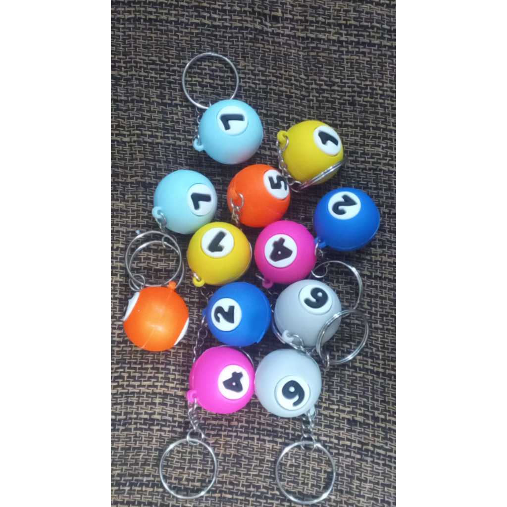 kit 12, 24, 36, 48  chaveiros bola de sinuca, material borracha