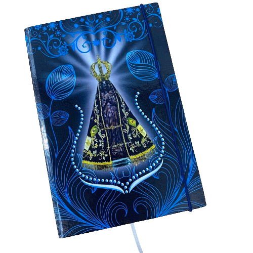 Caderneta tipo Moleskine 14x21 SKETCHBOOK sem ou com pauta - Religioso: Nossa Senhora Aparecida Católicos Nossa Sra Padroeira