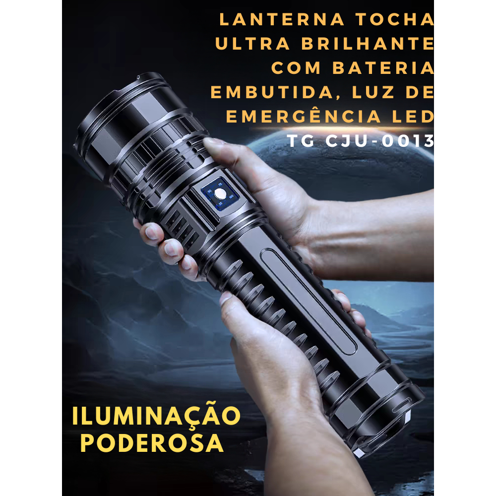 Lanterna Tocha Ultra Brilhante Com Bateria Embutida, Luz De Emergência Led TG CJU-0013