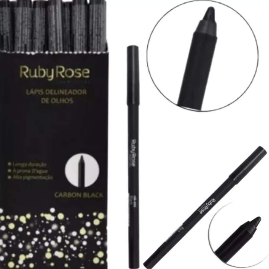 Lápis Delineador Carbon Black HB050 À prova d’agua - Ruby Rose