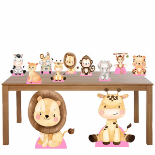 kit display safari rosa menina 2 de chao com 60 cm e 6 de mesa em Oferta na Shopee