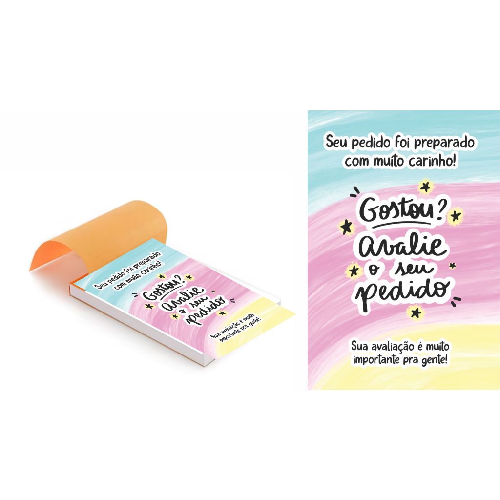 Kit 5 Blocos (500 Folhas) para Agradecimento / Avalie o seu pedido