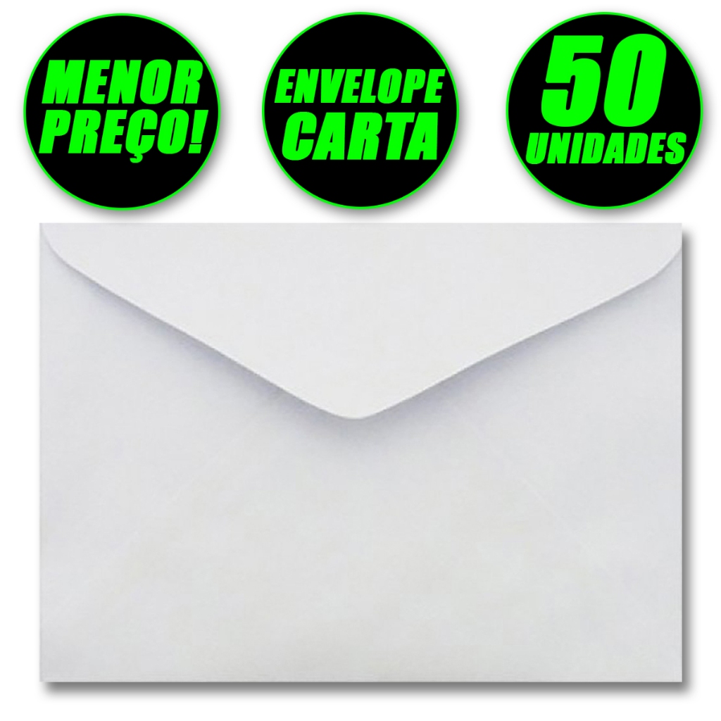 Envelope Carta Branco Liso 10x15 Cm 50 Und Correio em Oferta na Shopee