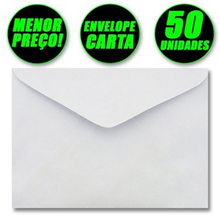 Envelope Carta Branco Liso 10x15 Cm 50 Und Correio