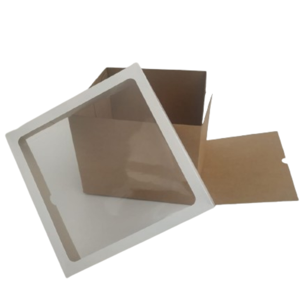 Caixa para bolos/tortas e outros - 25x25x20- Com Visor- 10 unidades