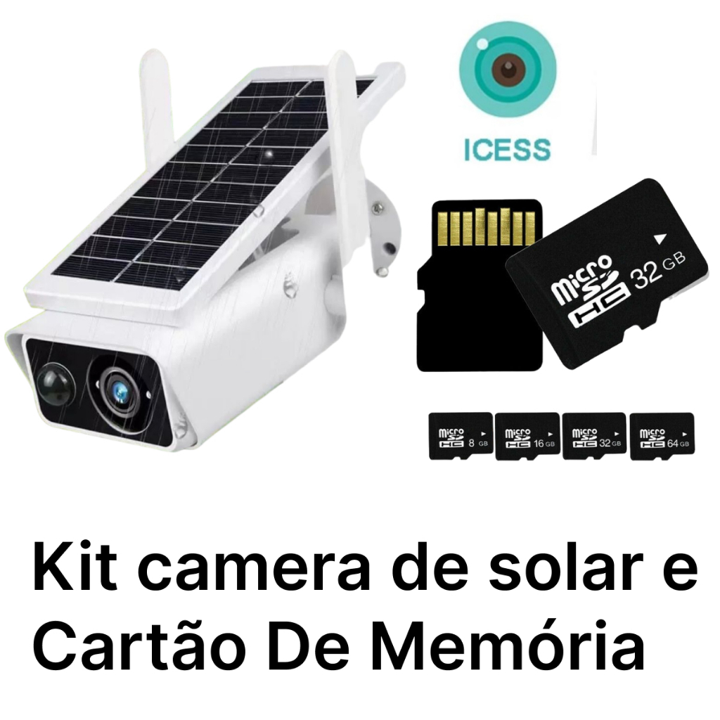 Kit Câmera  Segurança Externa IP Wifi HDProva D'gua Energia solar Bateria Embutido Alarme Energ Solar  Cartão De Memória