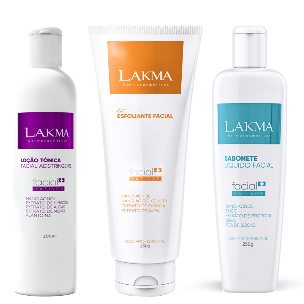 Kit Lakma Limpeza Facial: Sabonete 250ml + Loção Tônica 200ml + Esfoliante 250g em Oferta na Shopee