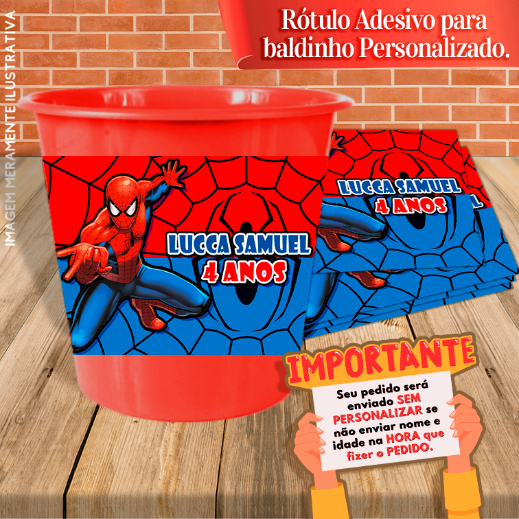 Adesivos Para Baldinho Personalizados Homem Aranha