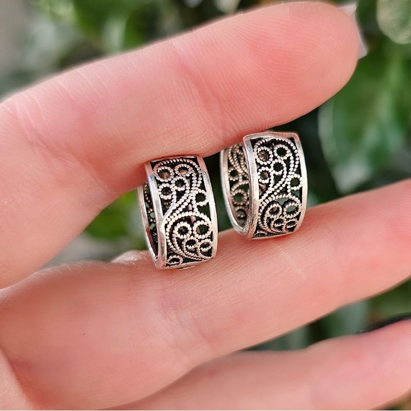 Brinco Feminino Argola Click Prata Envelhecida ou Normal Prata 925 em Oferta na Shopee