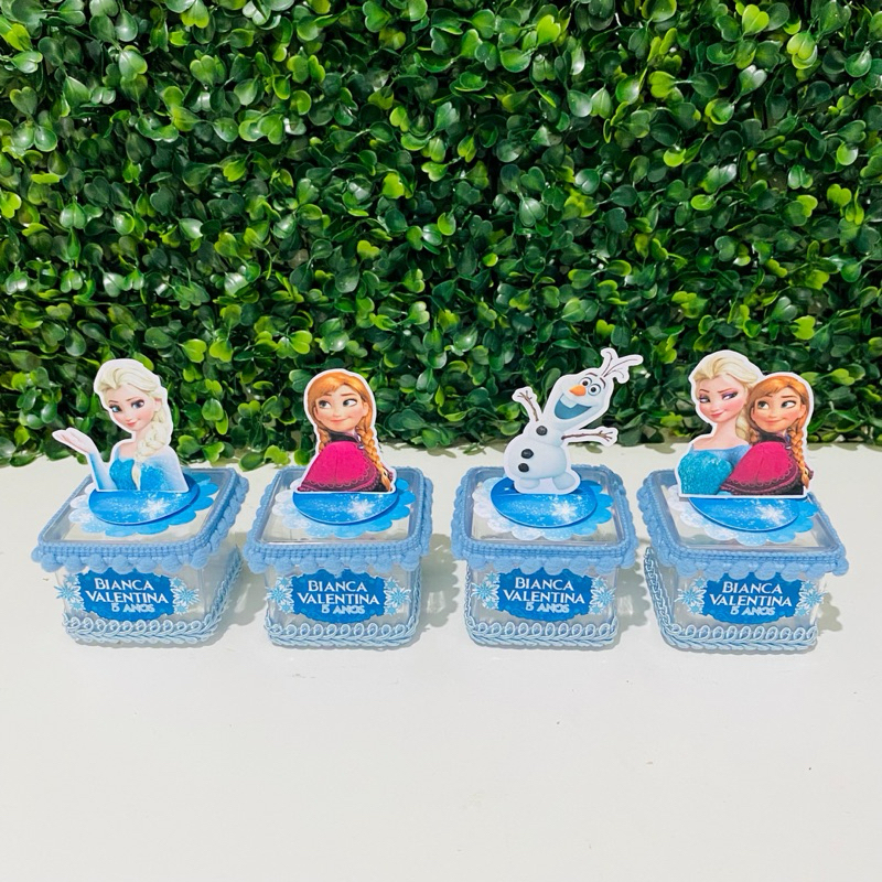 Kit 10 Caixas Acrílica 5x5 Frozen Lembrancinha Personalizada Luxo | Festa Infantil