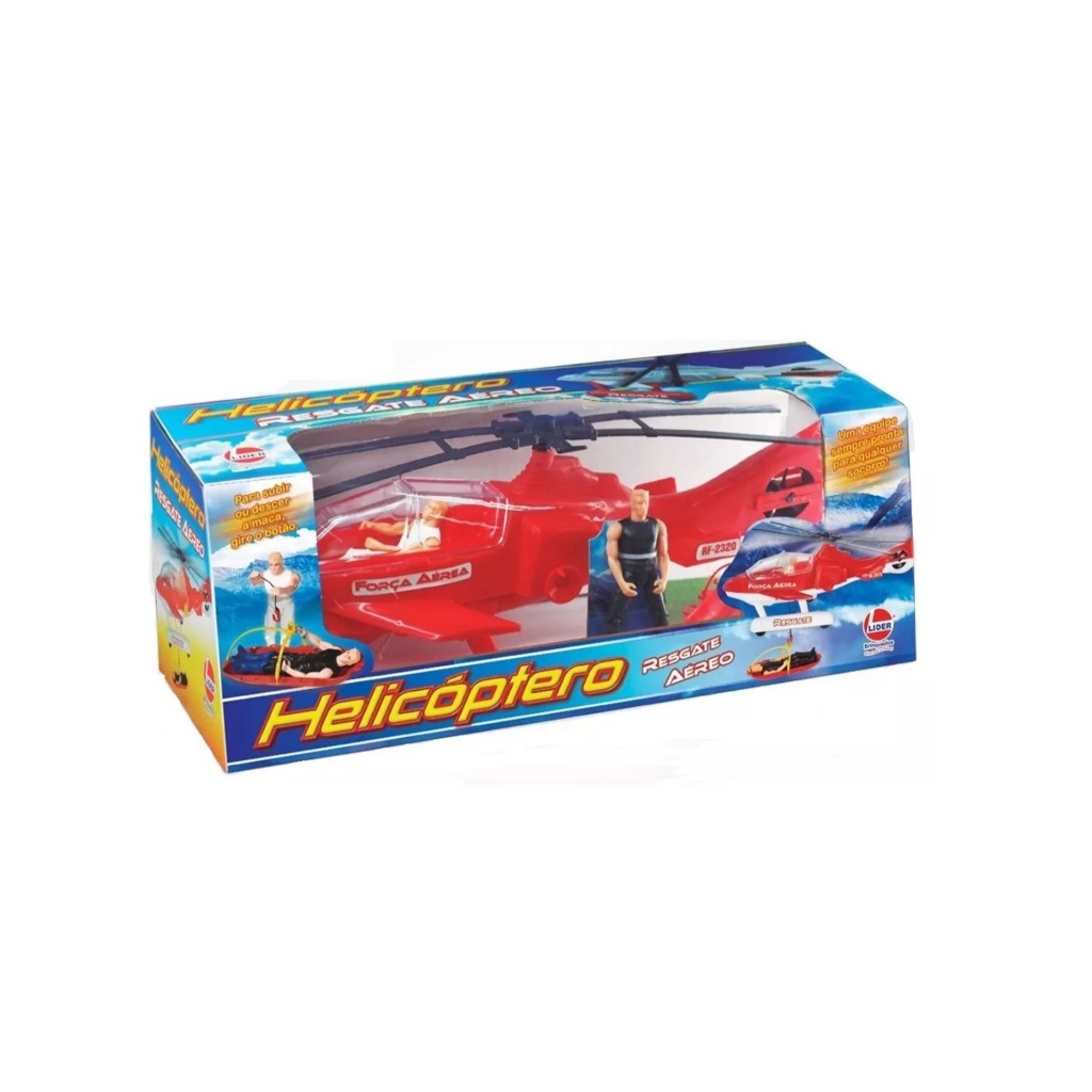 Brinquedo Helicóptero De Resgate Aéreo Com Bonecos Original Lider Brinquedos 2320