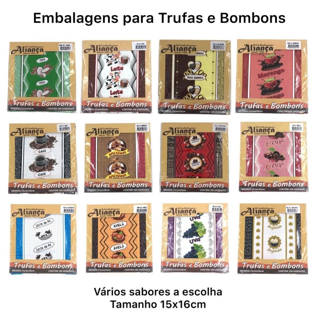 500 Embalagem para trufas 15x16cm Aliança Embalagens em Oferta na Shopee