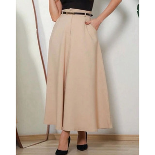 Saia Longa Feminina Alfaiataria Moda Evangélica Casual Básica Inverno Cintura Alta Elegante Tendência