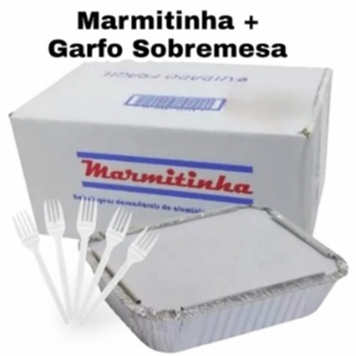 Kit Marmitinhas De Alumínio Descartável 220ml + Garfo Para Doce Sobremesa - 50, 100, 150 ou 200 Unid em Oferta na Shopee