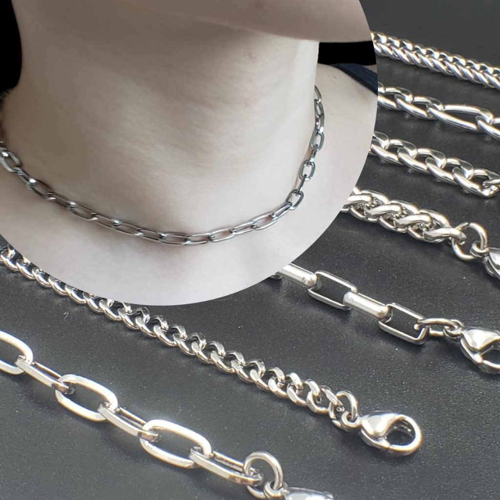 Gargantilha Choker Colar Prata Aço Inox Vários modelos