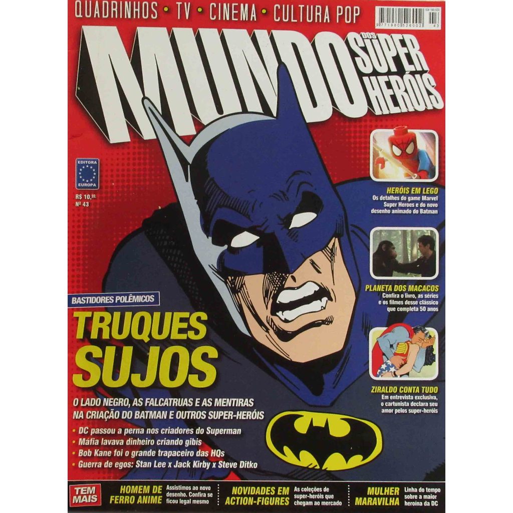 Revista Mundos dos Super Heróis 43 - Batman truques sujos - Planeta dos Macacos - Ziraldo - Editora Europa