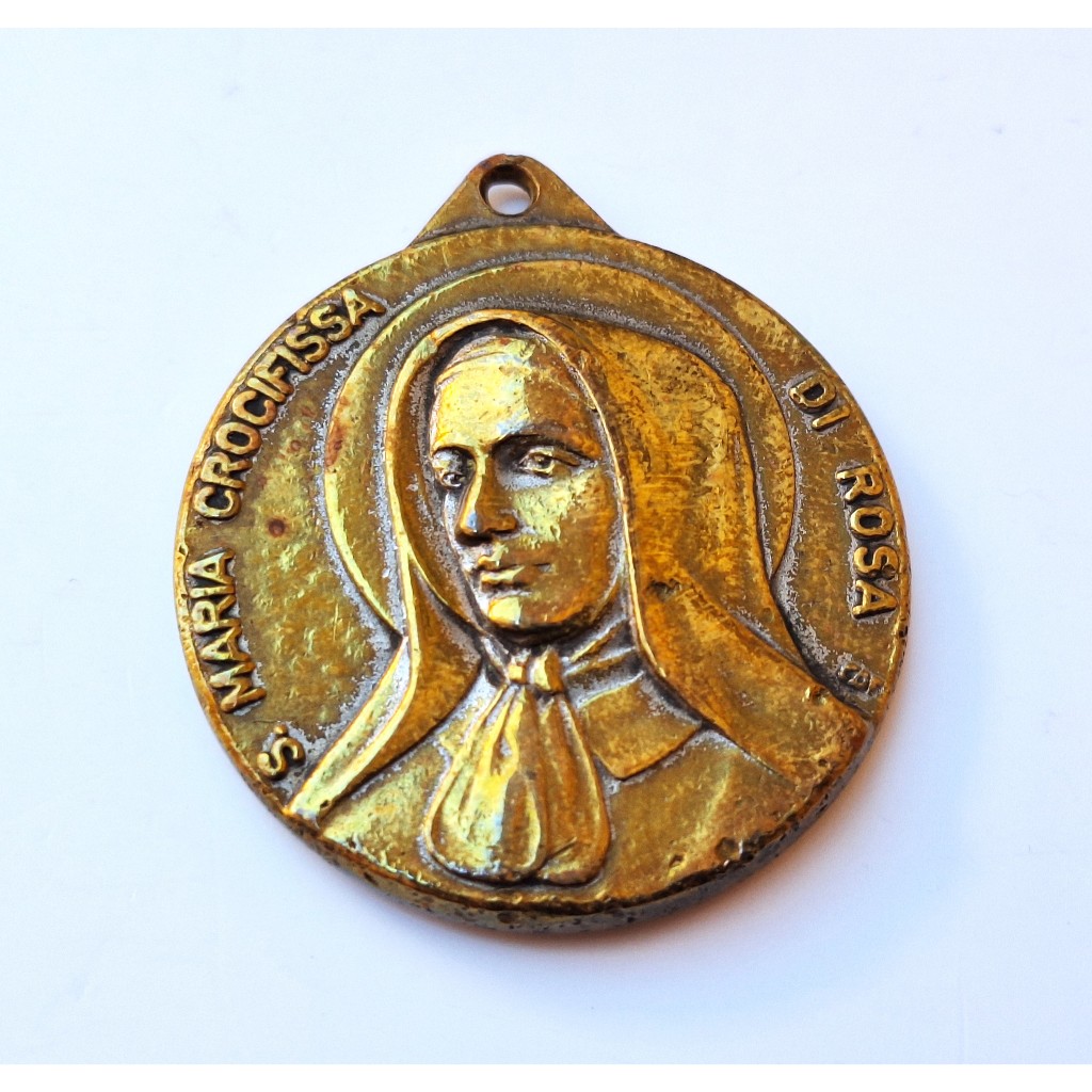 AN124= ANTIGA MEDALHA S,MARIA CROCIFISSA DI ROSA DETALHES EM DESCRIÇAO