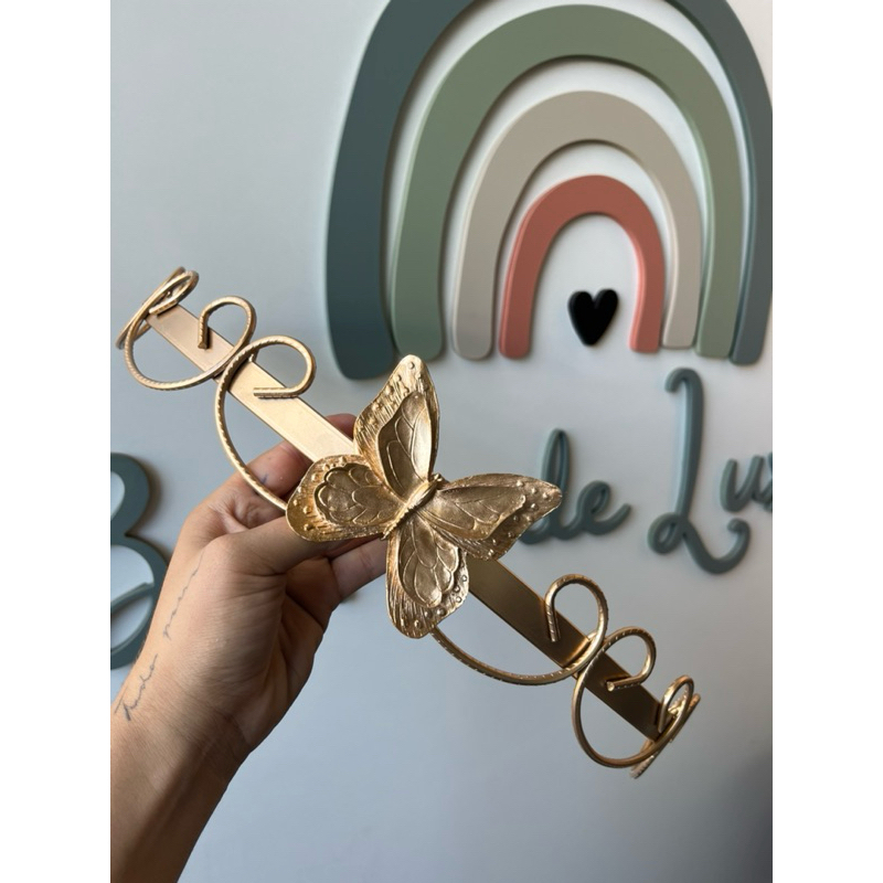 DOSSEL ARABESCO BORBOLETA DOURADA SUPORTE PARA MOSQUITEIRO