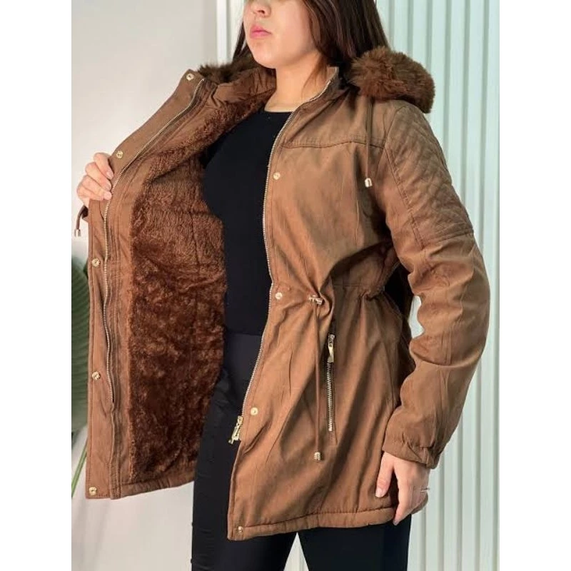 Jaqueta Parka Bobojaco Casaco Sobretudo Feminino forrada pelúcia Blusa Frio Envio imediato — imagem 1