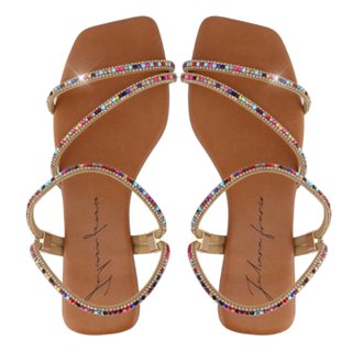 sandália  feminina luxo strass colorida numeração grande especial  34 ao 44 em Oferta na Shopee
