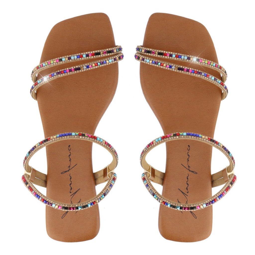 sandália rasteirinha feminina strass colorida numeração grande especial 41/42/43